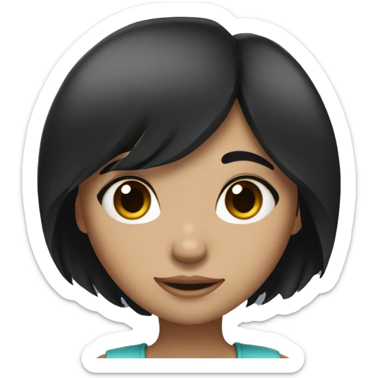 girl with black hair and brown eyes  sticker