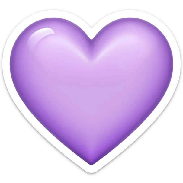 A light purple heart emoji that has the same shape as a normal heart emoji and light reflecting is from the tip of the heart and in straight shape sticker