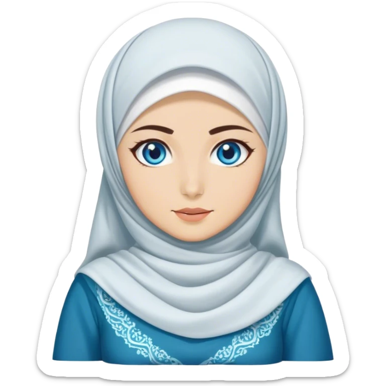 Turkish beautiful finish Konya girl blue eyes with hijab and wave dress sticker