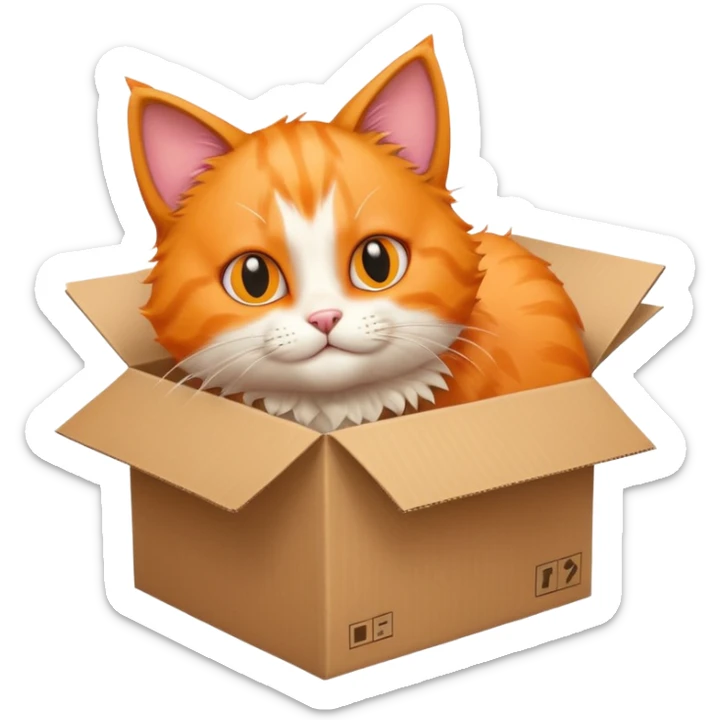 The cat jumps into the box. The head of the cat faces the box, the viewer sees the back of the cat sticker