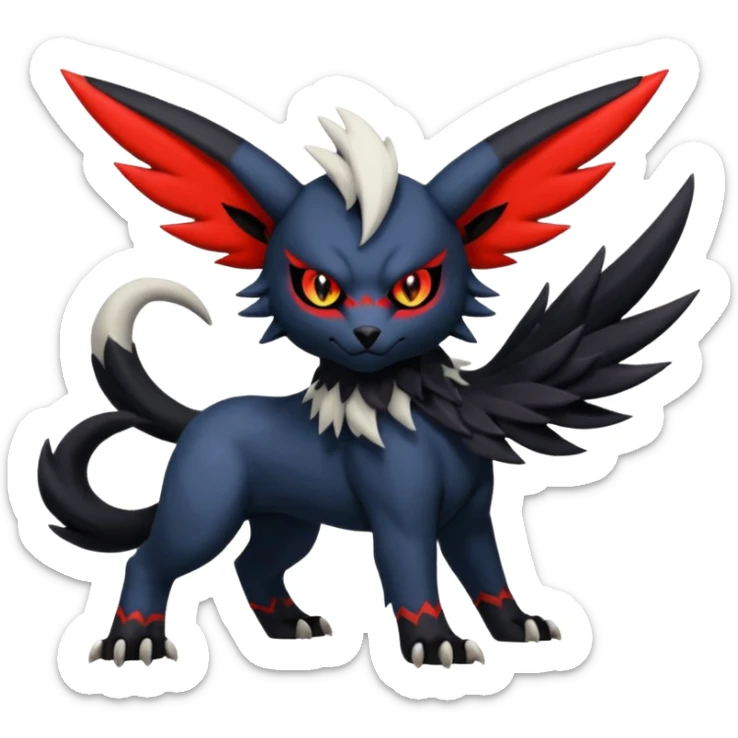 Handsome cool badass edgy Absol-Litten-Zorua-Giratina-Yveltal-Pokémon-Fakémon-fusion-hybrid-creature sticker