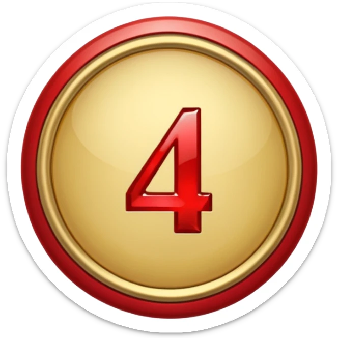 Make a round badge for a paid subscription out of gold with a red emerald and the number 4. sticker