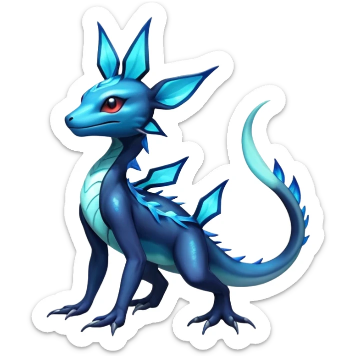 Colorful Dark Shiny Exotic Salandit-Aurorus-Glaceon-Fakémon-hybrid-creature (full body)  sticker