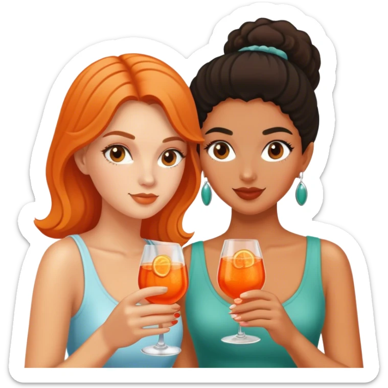 a white girl and a bi racial girl drinking aperol spritz sticker