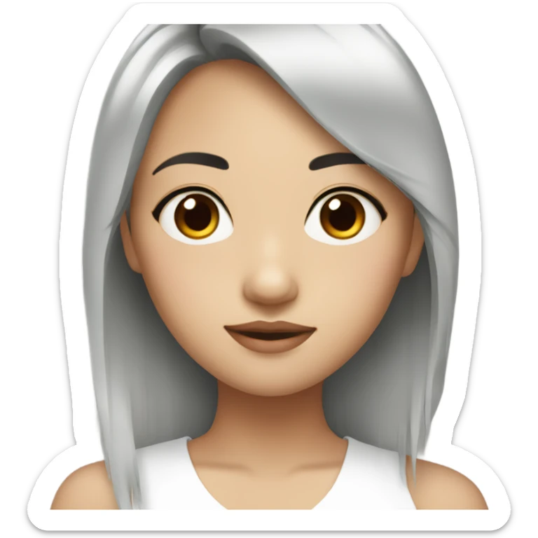 Asian girl with lashes and dark brown straight hair  sticker