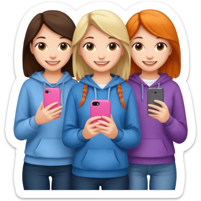 group of cute teenage girls sticker