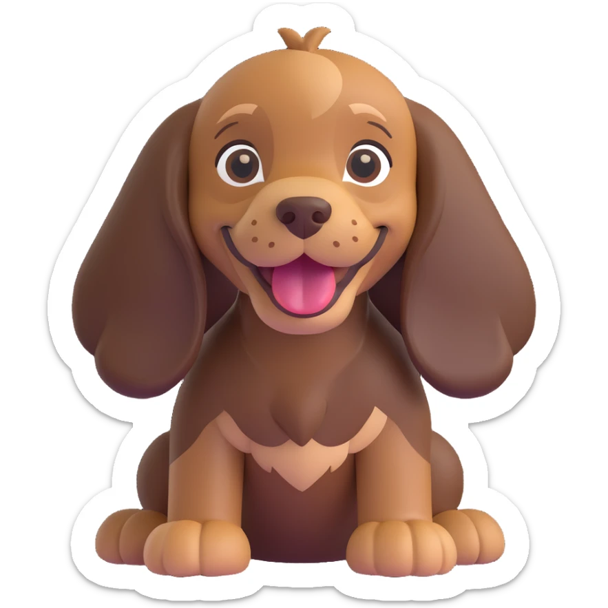 chocolate tan English cocker spaniel puppy standing with floppy ears and happy face sticker