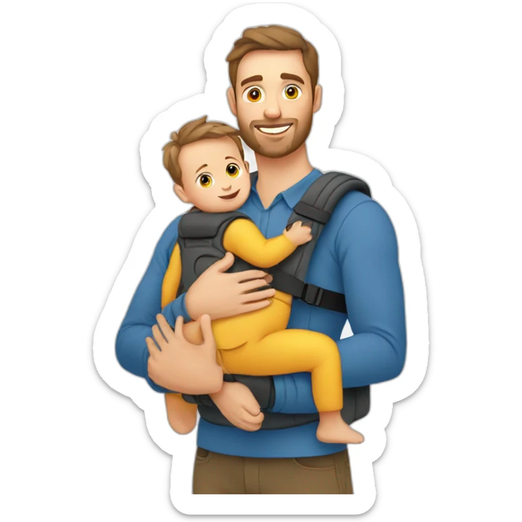 European Babywearing dad with baby ergo carrier sticker