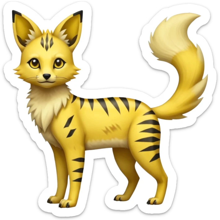 yellow Jolteon-Umbreon-Genet-Civet-Bastet-Cheetah-Hybrid (Full body) with black markings sticker