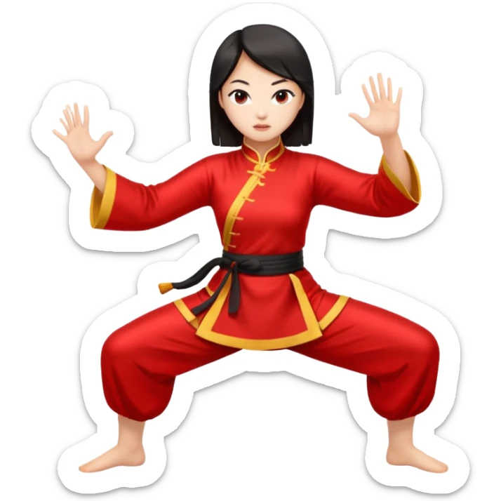 sexy chinese girl in traditional clothes doing kung fu sticker