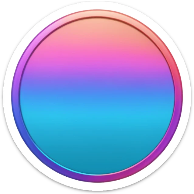 
One  3d coin color in in gradient of turquoise, blue, pink, purple, and coral sticker