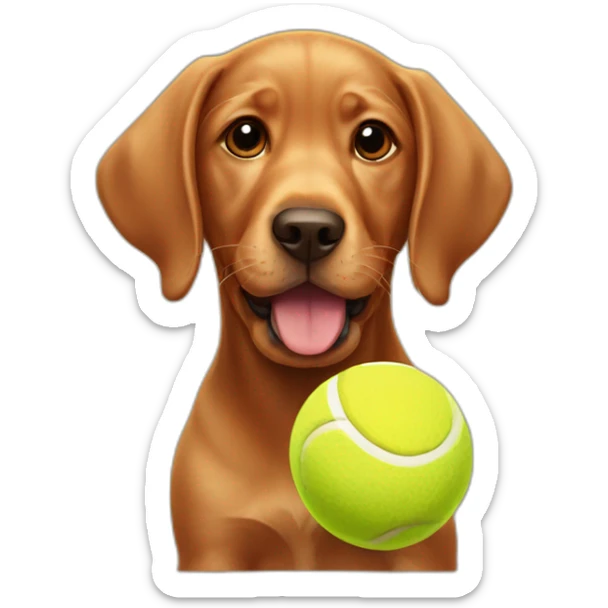 Puppy Red labrador holding a tennis ball on his mouth sticker