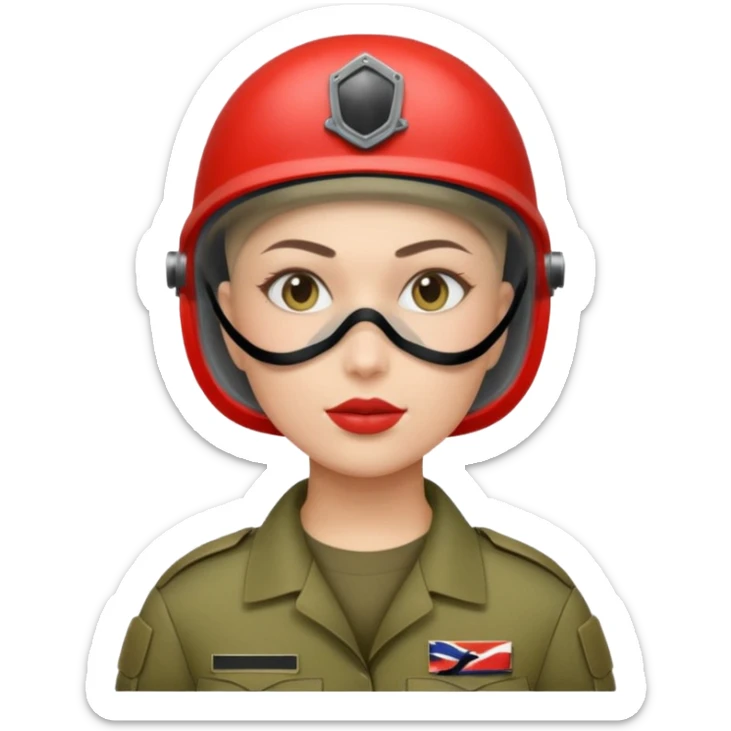 woman soldier with hair style wearing mouth mask sticker