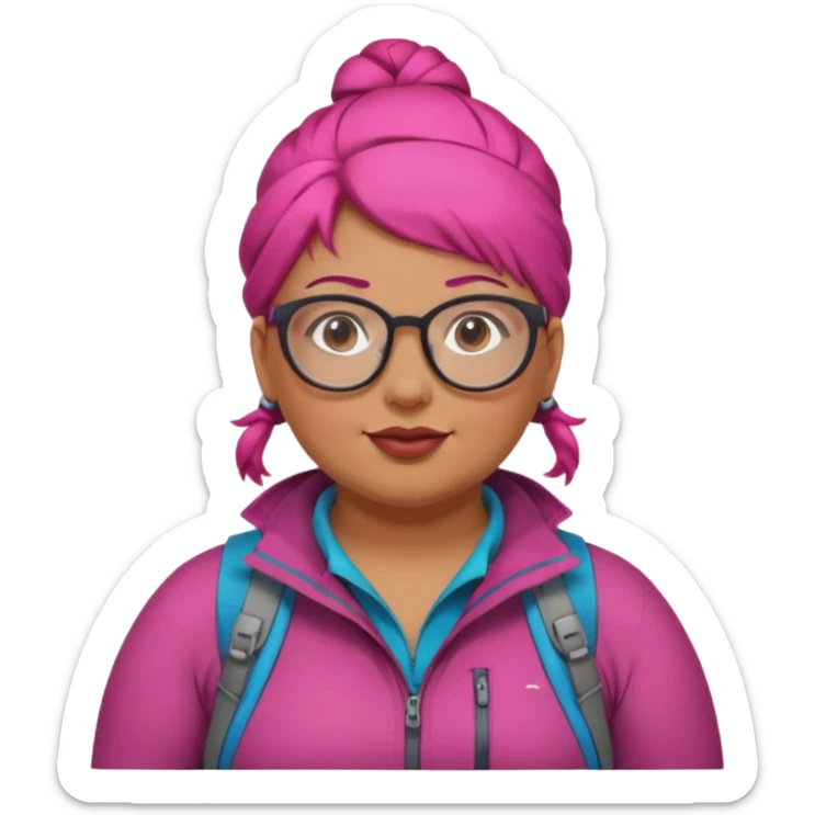 climber fat woman with dark pink bun hair and glassess sticker