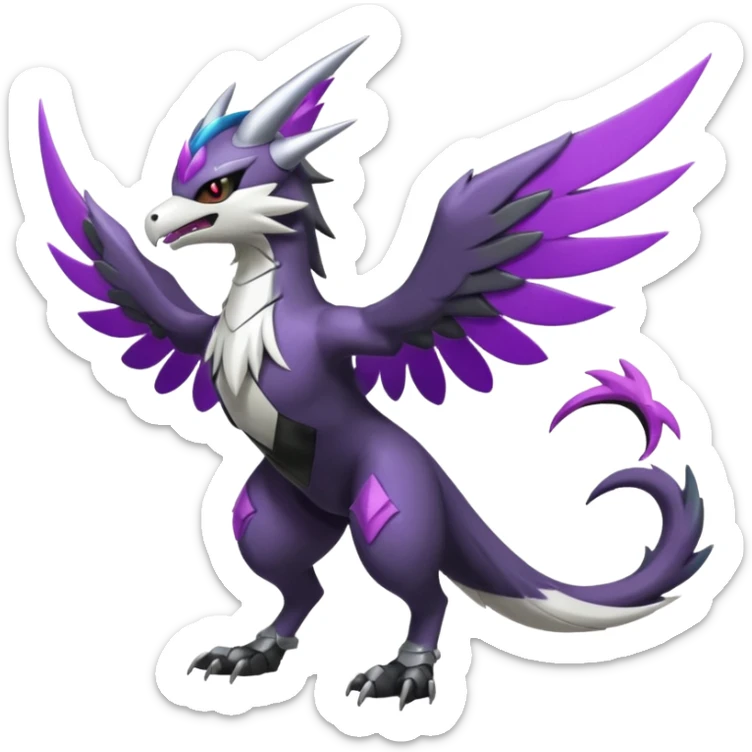 Shiny Noivern-Mightyena-Silvally-Fakémon-hybrid-creature (full body)  sticker