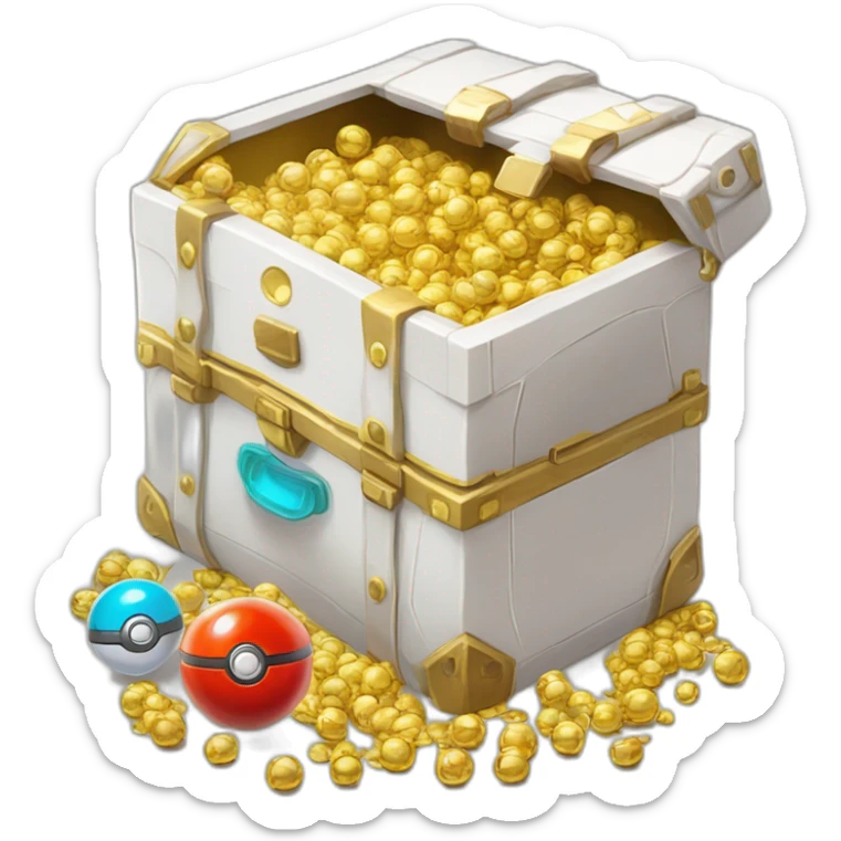 Pokemon Game LootCase White Color Rich Treasure Legendary Epic Pokeballs and Pokemons Inside sticker