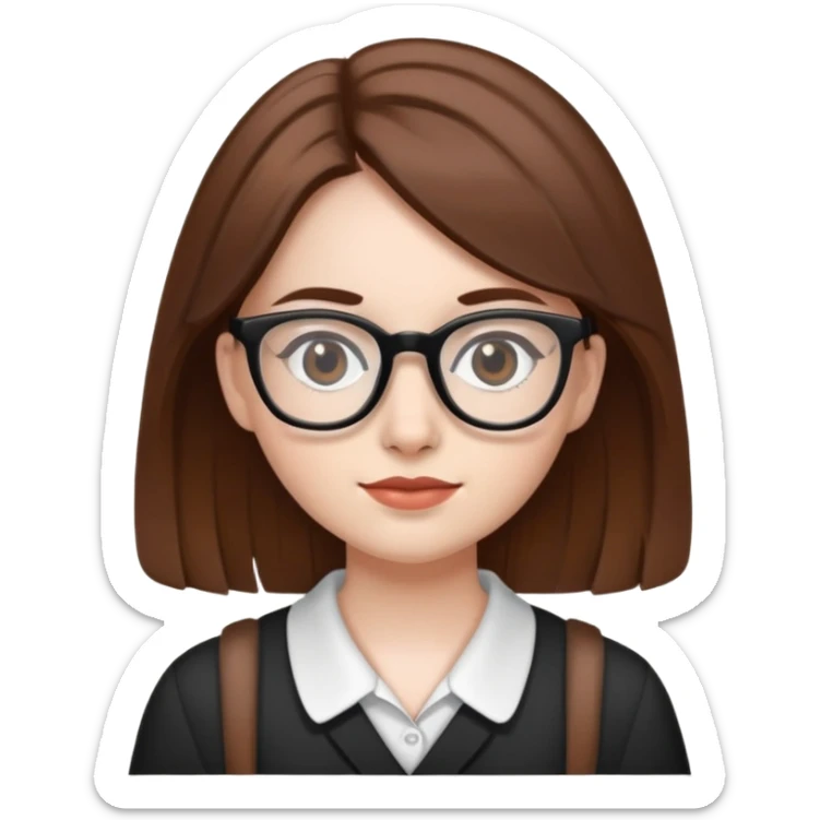 A girl with white skin , brown hair, black eyes who is a English teacher sticker