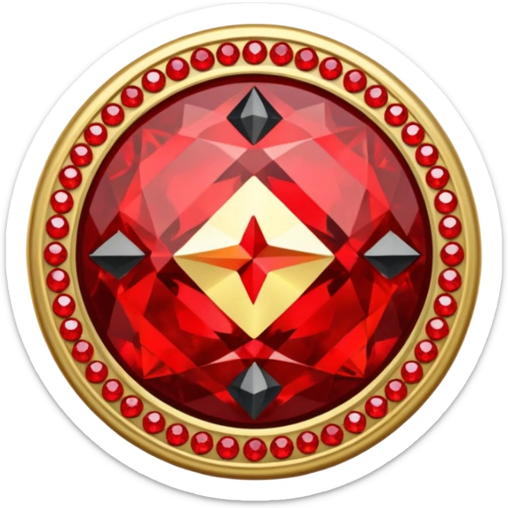 Make a round badge for a paid subscription out of gold with red diamonds and the number level 4. sticker