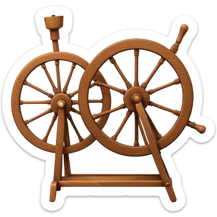 I want a traditional spinning wheel, with the wheel on the right or left and the flyer on the opposite. Shown from the side. there is only one wheel the other side has the flyer. go to websites containing traditional spinning wheels for reference. sticker