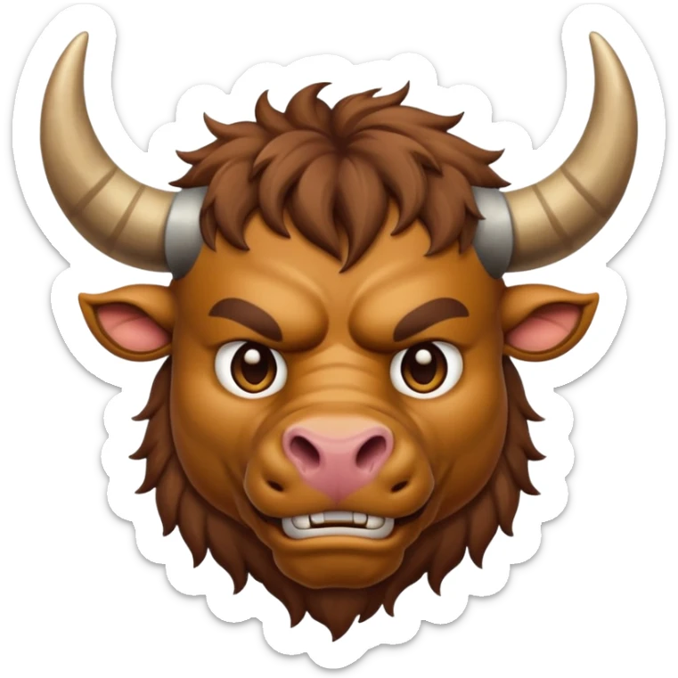 An emoji of a Cretan Minotaur. It has the body of a man and the head of a bull. sticker
