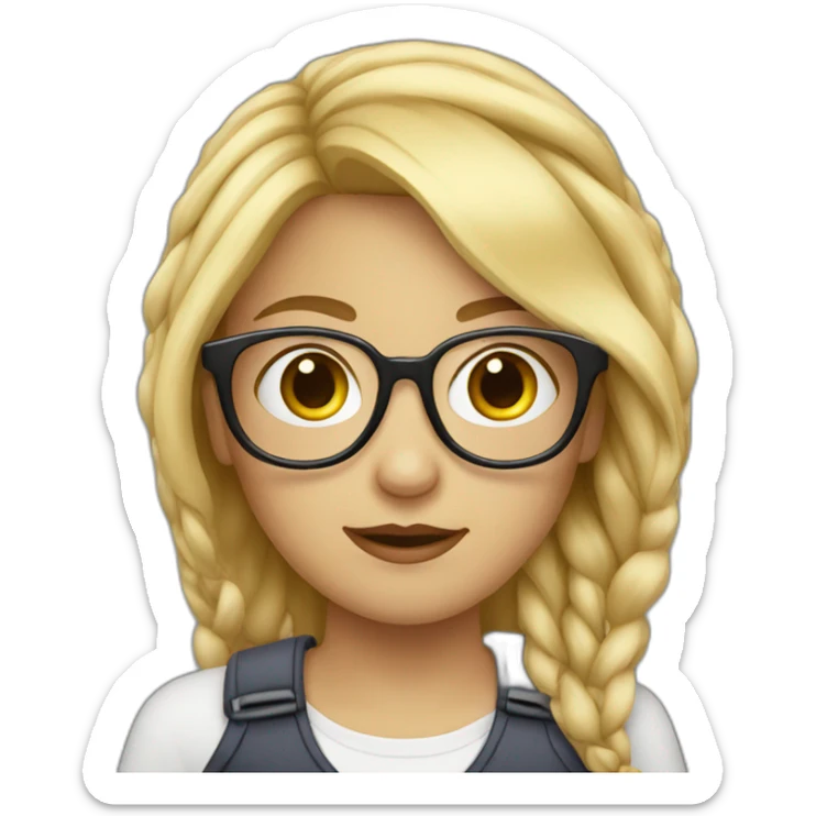 a blonde girl with tied hair and two pairs of glasses sticker