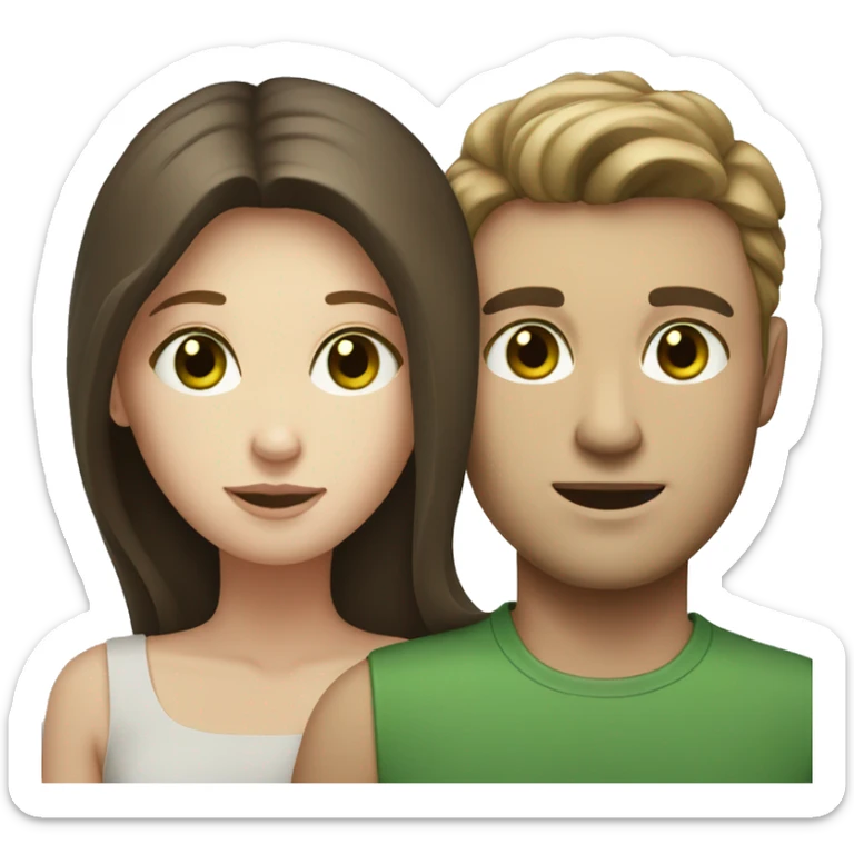 Pale couple with brown hair green eyes sticker