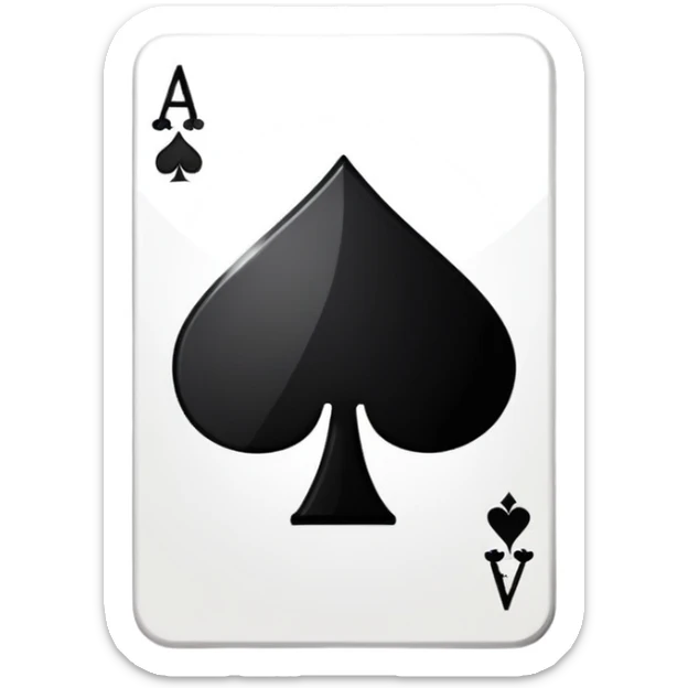 ace of spades playing card symbol, classic emoji style, with a red background sticker