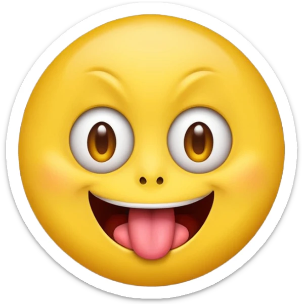classic yellow emoji face with crazy eyes and tongue sticking out wildly sticker