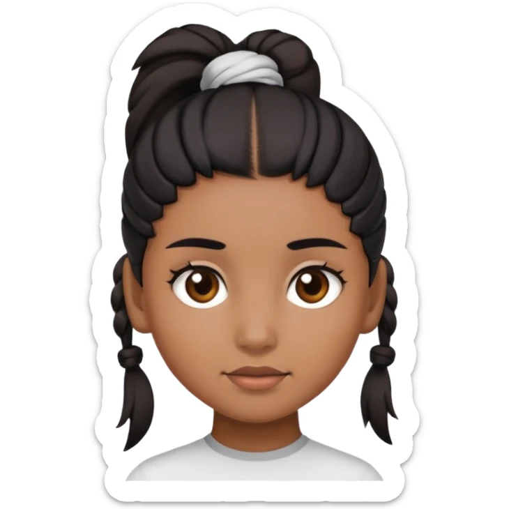 Girl with brown asking and has black hair tied up in a ponytail  sticker