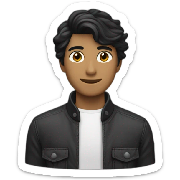 Chico joven delgado moreno con pelo negro y perilla desde una vista lateral sticker