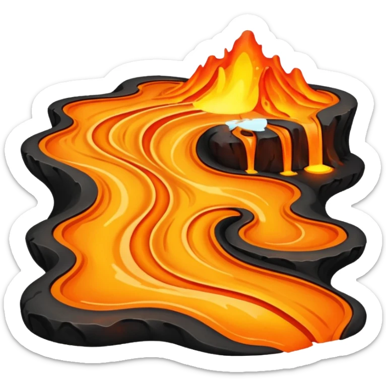 create an emoji of a little lava flow, no face just the lava, no volcano, something like a stain sticker