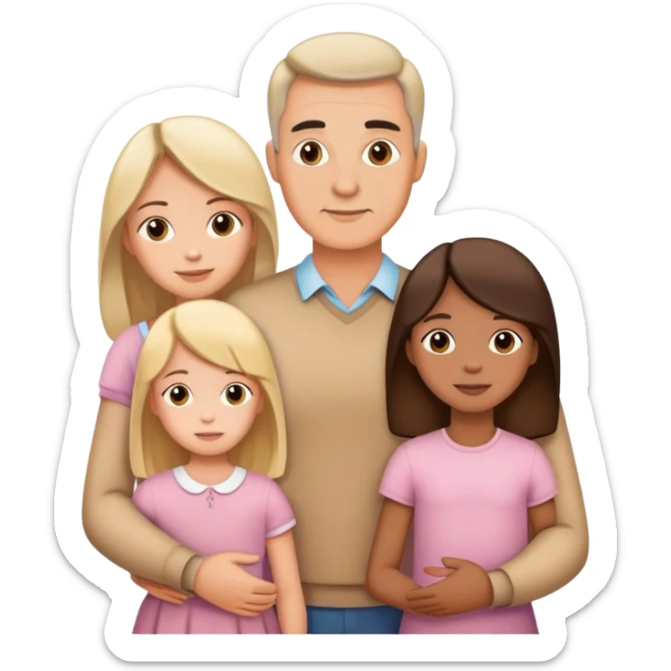Family with mother, father and three little girls sticker