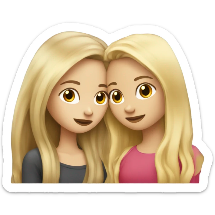 Girl with brown hair kissing girl with blonde hair sticker