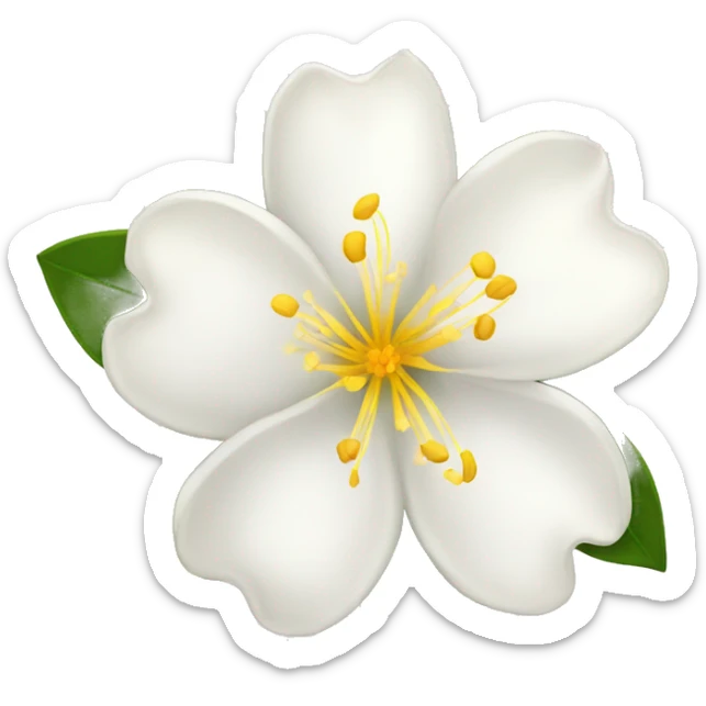  Jasmine flower with white petals and a yellow center of golden stamens. sticker