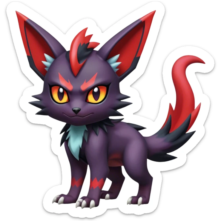 Edgy Cute Cool Kawaii Litten-Noivern-Zoroark-Noibat-Pokémon Full Body  sticker