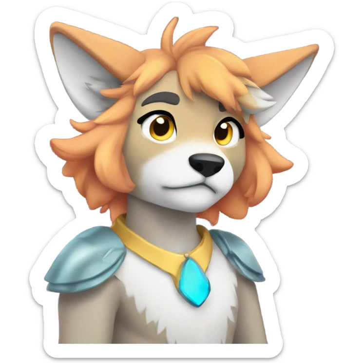 Colorful Shiny Fionbri-Falvie-sparkle-wolf-sona full body flat color sticker