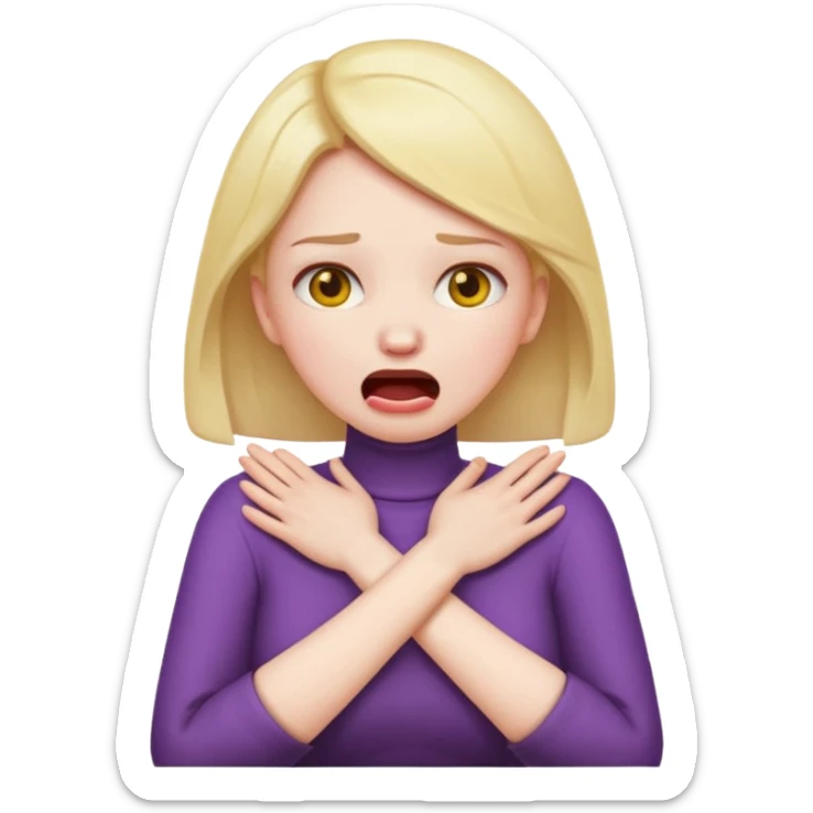 female choking her neck with her hands with her arms crossed and mouth opened emoji  sticker