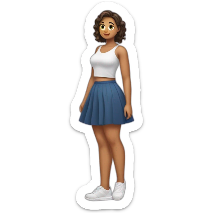 Full body Curvy girl in skirt lifts her leg sticker