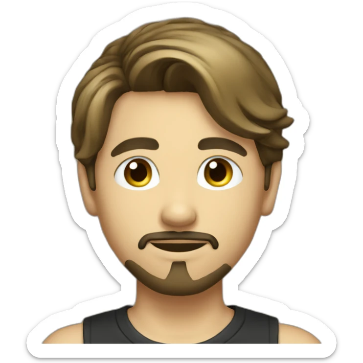 Profil picture of a boy long hair tied color black with goatee sticker