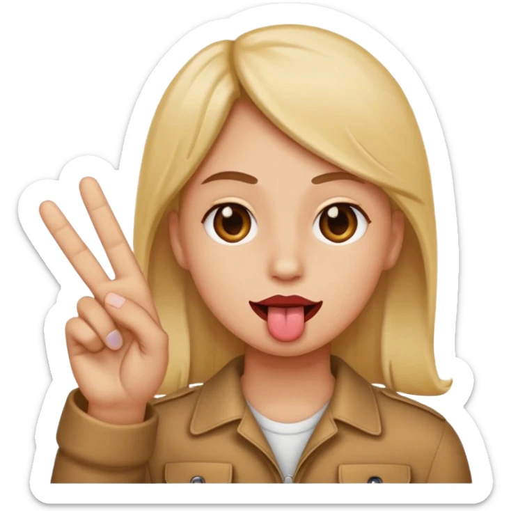 Emoji side eyeing with fingers in a peace sign and tongue sticking out sticker