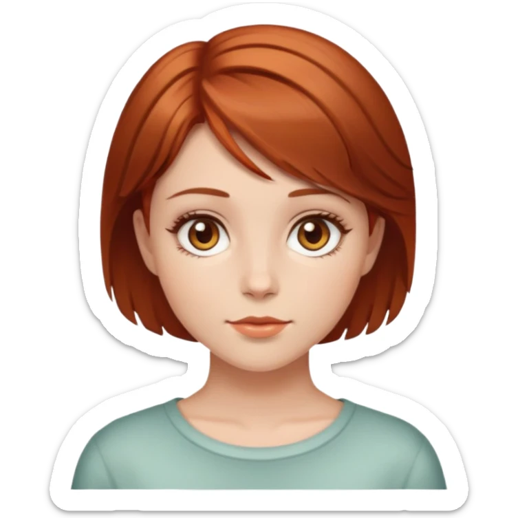 A girl with reddish brown short hair and Hazel eyes sticker