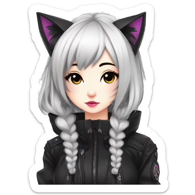 Edgy Kawaii Cute Cool Cartoon Beautiful Elegant Pretty Anime Punk Techwear Gothic Catgirl sticker