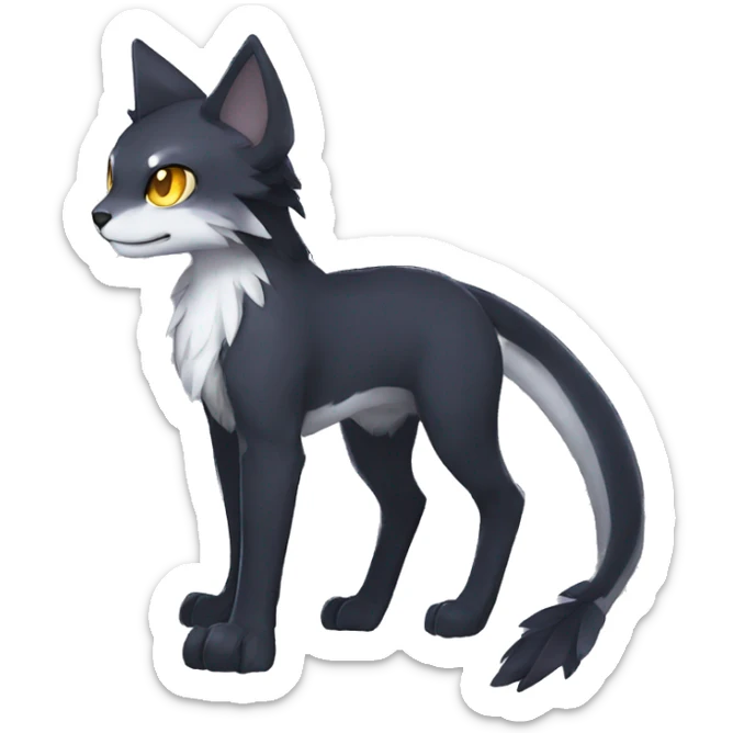 Cute cool shiny fantasy dark-shadow-themed animal hybrid Fakemon full body sticker