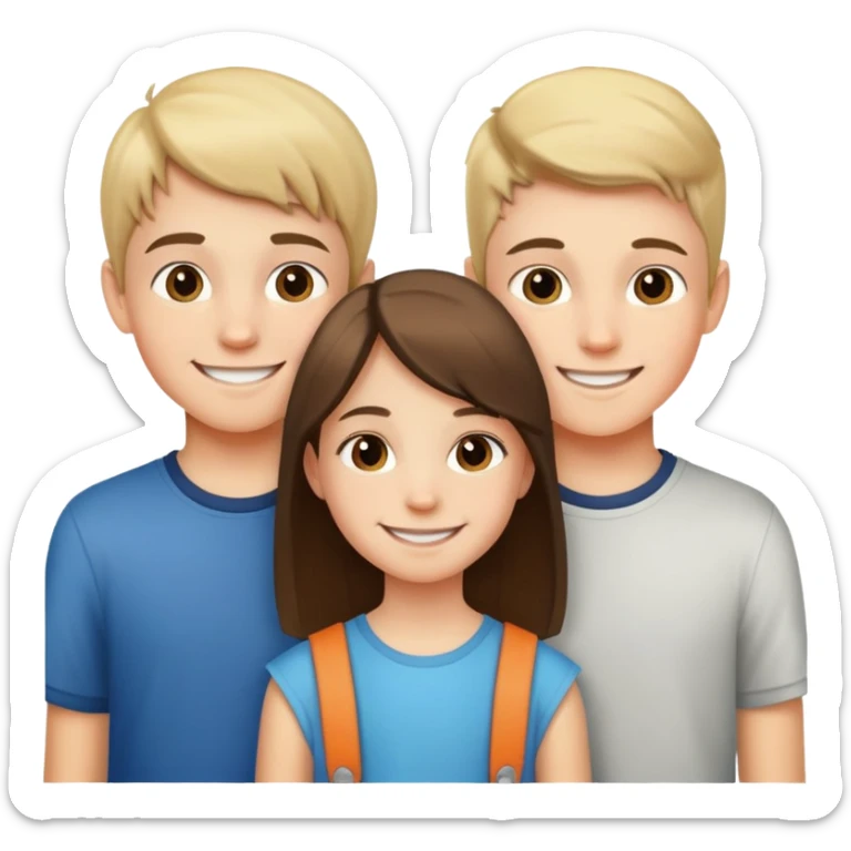 two teenage boys standing next to a 10-year-old girl, siblings sticker