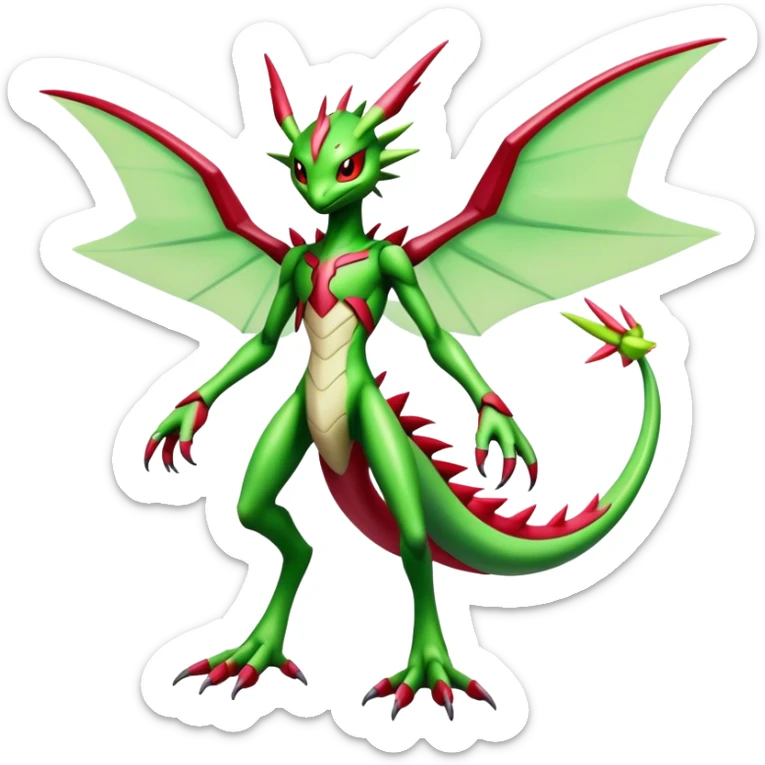  Cool Edgy Shiny Futuristic Ethereal Legendary Scizor-Digimon-Schyther-Flygon-hybrid full body sticker