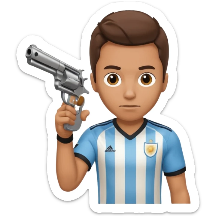 haz un turro con una biszera para atras y con un arma remera argentina pero arma de fuego que tenga un revolver  solo sticker