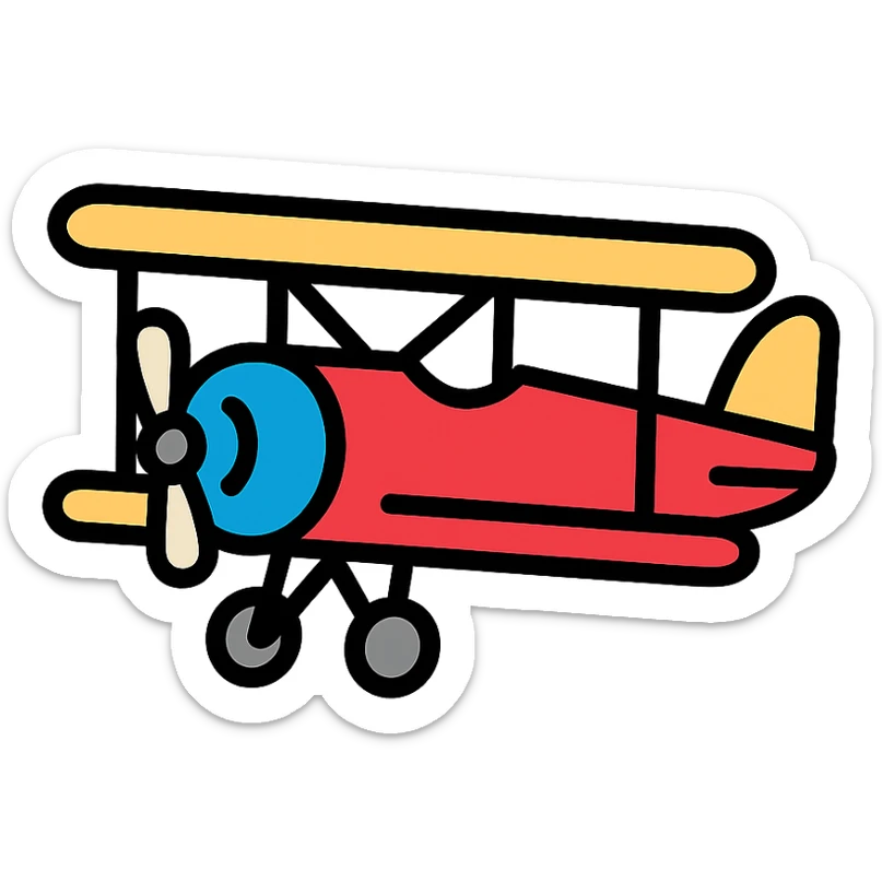 biplane icon with color outline sticker
