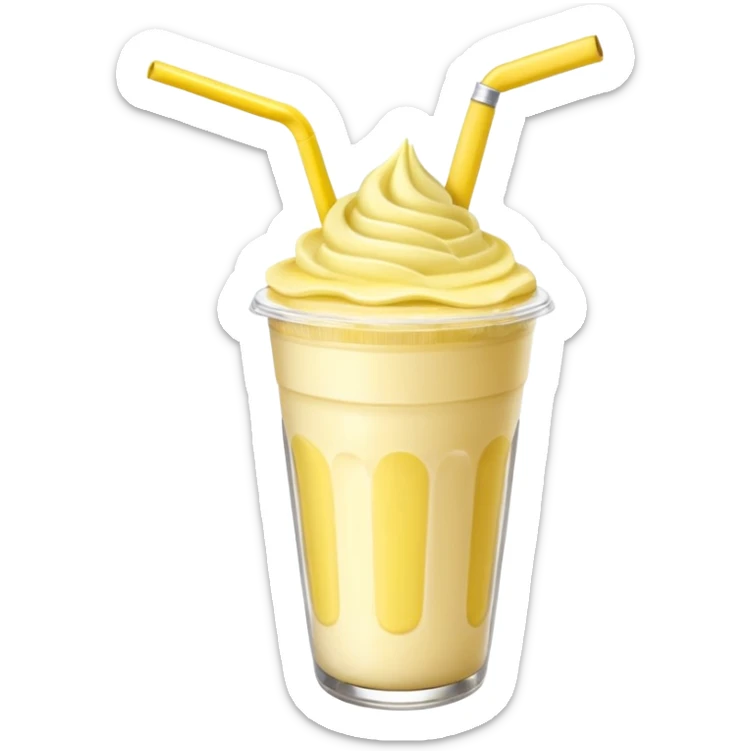banana milkshake in a take-out cup with glassess and long lashes and banana on top sticker