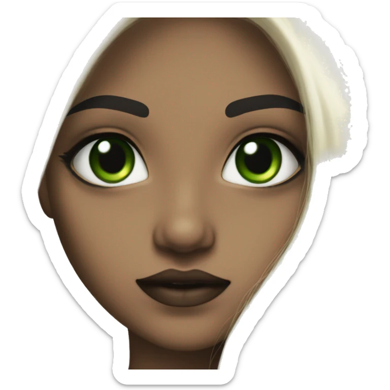 pretty girl with long dark hair, dark makeup, green eyes, ivory skin  sticker