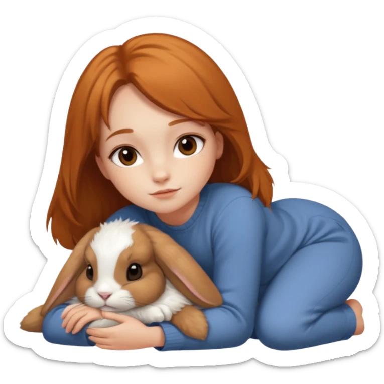 can she have brown eyes laying on the ground next to ginger holland lop sticker